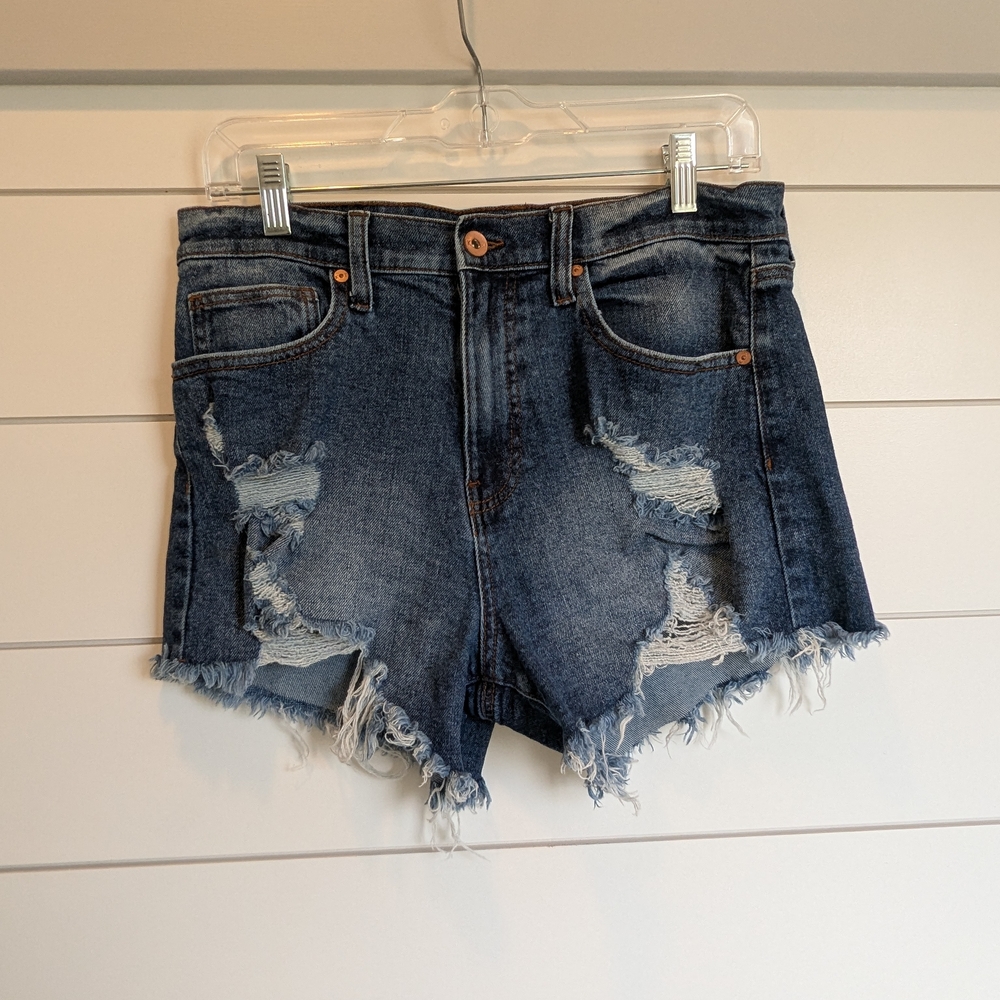 Kendall & Kylie Icon Shorts Denim Distressed Jean Shorts Size 7 28 Booty 3 In - Picture 2 of 10